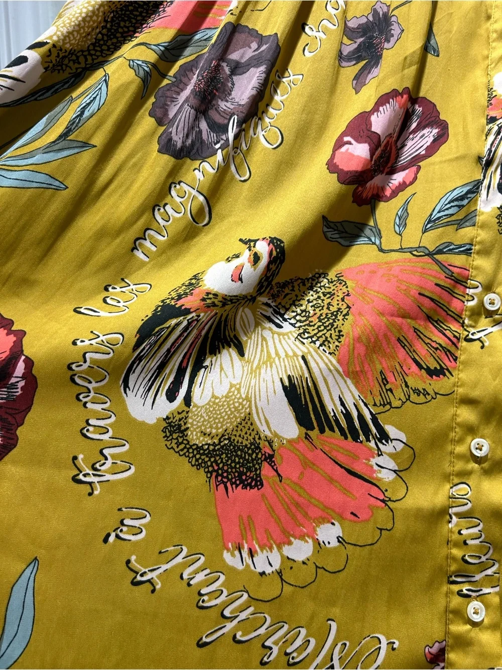 Free People Champs de Fleurs Silky Nights Button-down Tunic Top Floral Sz L - Picture 11 of 15